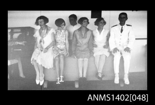 Passengers on deck next to a piano (E & A Line) negative of ANMS1402[047]