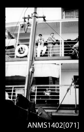 View from the swimming pool of the ship's accommodation decks (E & A Line) negative of ANMS1402[070]