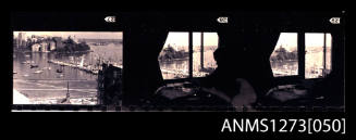 Strip of Paper negatives, consisting of three images of views of Sydney from Denis George's apartment window