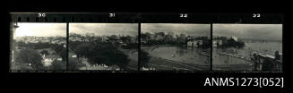 Strip of Paper negatives, consisting of four images of Sydney views from Denis George's apartment