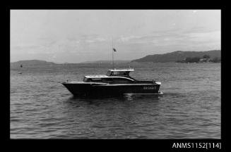 Print of motor cruiser SIRLOIN II in the Brisbane water  at Gosford