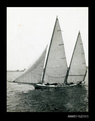 The port side of twin masted sailing canoe as for 150