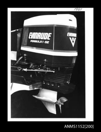 Evinrude FORMULA 1 oz outboard engine on display