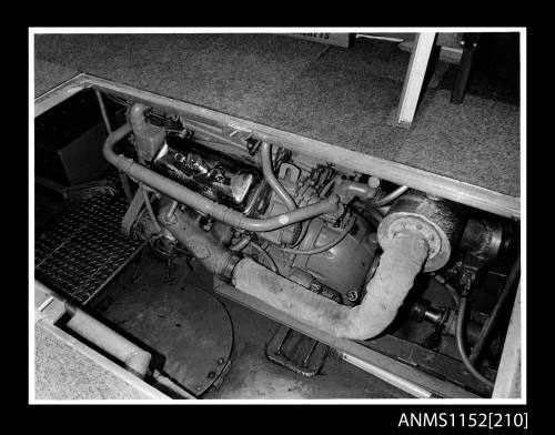 The two 8-cylinder v-formation detroit diesel engines mounted inside a boat