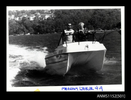 Twin hulled power boat Markham Whaler 4.9 GN549N