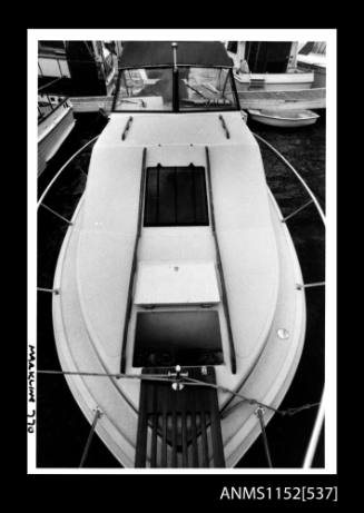 View of Markline 770 cabin cruiser showing rope locker