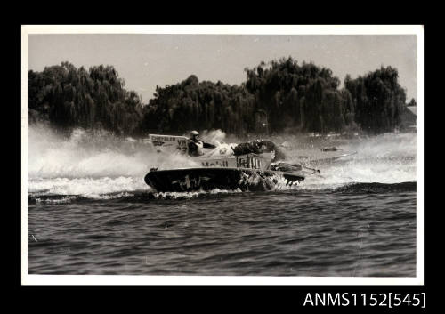 The view of the moment of collision between two racing speed boats