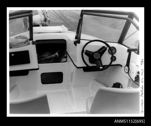 View of driver's cockpit of Quintrex Sea Rider power boat