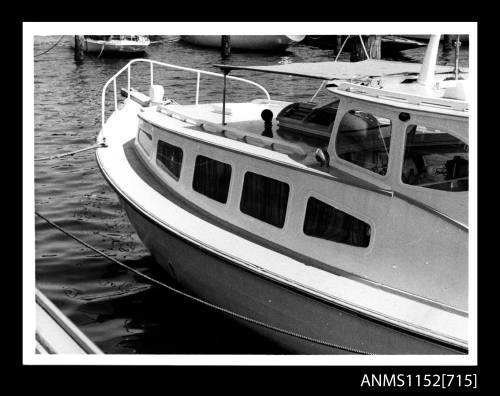 The the forard section on port side of a cabin cruiser