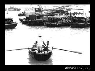 Sampans and rowing boat Singapore Harbour