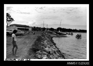 The image of Holden Station wagon and trailer with half cabin sailing boat reverse parked on boat ramp