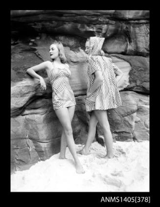 Negative depicting two women modelling beachwear