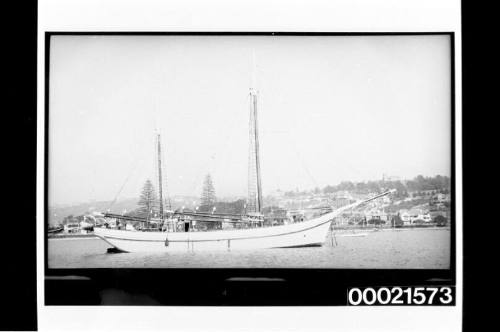 Two masted schooner at anchor