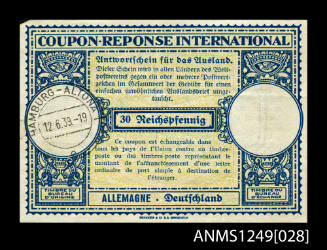 Postal coupon carried by Oskar Speck