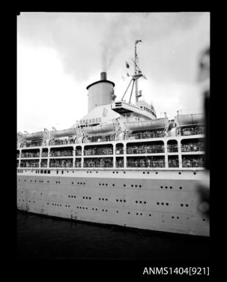 Photographic negative depicting the passenger liner ORCADES in port