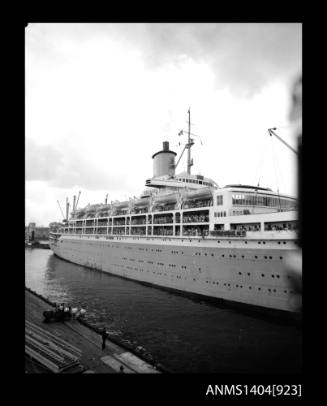 Photographic negative depicting the passenger liner ORCADES in port