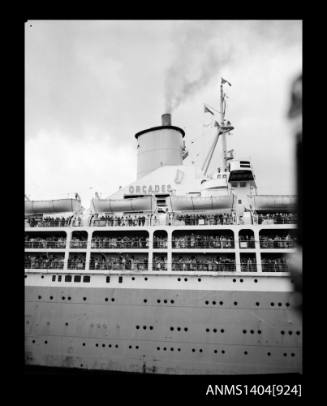 Photographic negative depicting the passenger liner ORCADES in port