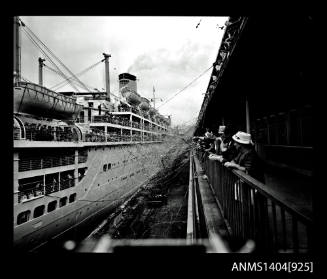 Photographic negative depicting the passenger liner in port, possibly HIMALAYA