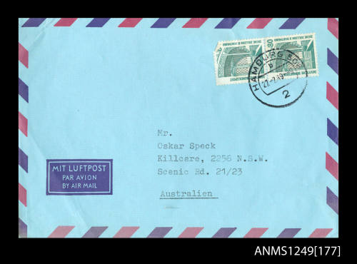 Envelope addressed to O W Speck Esq