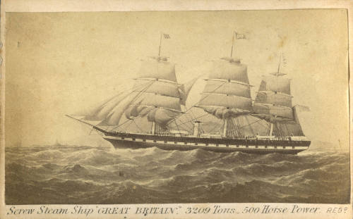 Screw Steam Ship GREAT BRITAIN with a plan of the poop deck and lower saloon on verso