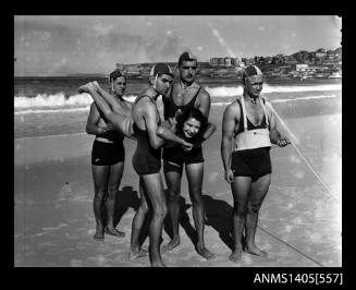 Model Patti Lou Hass and Bondi Beach lifesavers, 8 of 8