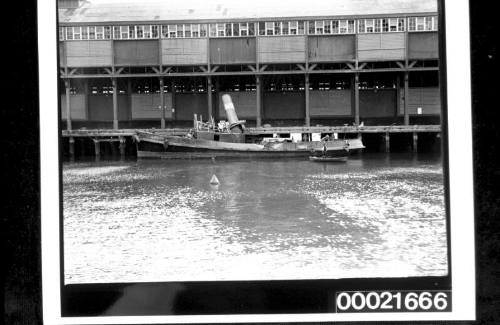 BUSTLER from the stern lying at wharf in Walsh Bay 28 Dec 1936