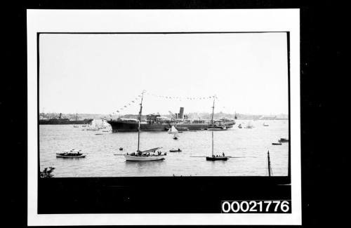 Aberdeen Line SS MARATHON as the flag ship for the Anniversary Regatta 26 January 1910