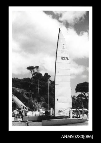 Catamaran AQUARIUS V on beach