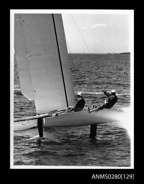 Catamaran MISS NYLEX sailing with John Buzaglo on trapeze and skipper Chris Wilson