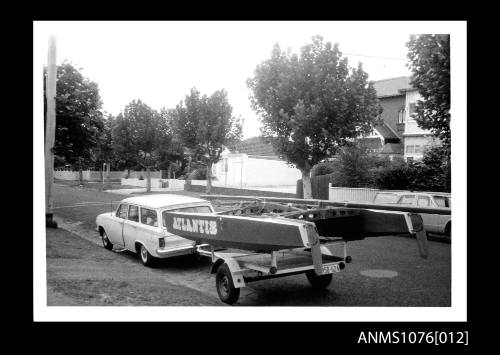 Black and white Prototype ATLANTIS on a car trailer