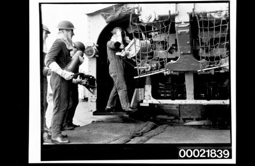 Filming the WWII melodrama 'Always Another Dawn' on board a RAN warship