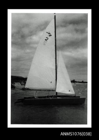 Black and white photograph of  ATLANTIS sailing at Carrum