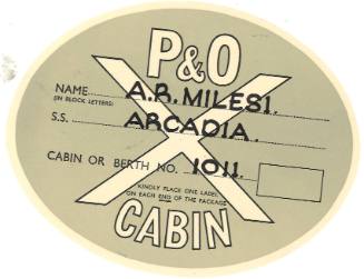 P&O baggage sticker