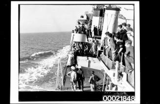 Filming the WWII melodrama 'Always Another Dawn' on board a RAN warship