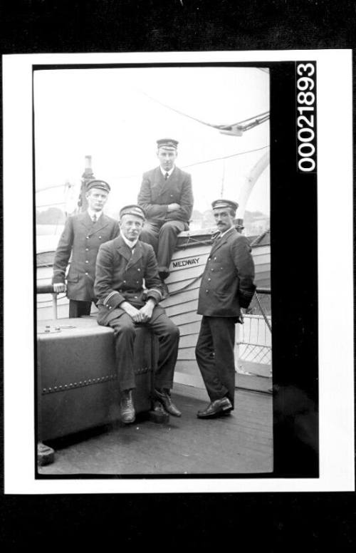 Petty officers, cadets and crew of British training ship MEDWAY