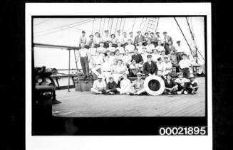 Petty officers, cadets and crew of British training ship MEDWAY