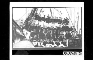 Petty officers, cadets and crew of British training ship MEDWAY