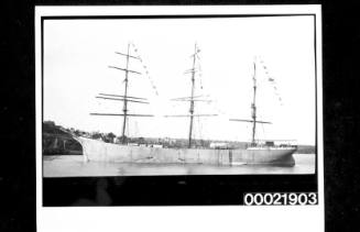 Three-masted full rigged ship WISCOMBE PARK at the Farewell buoy, Sydney