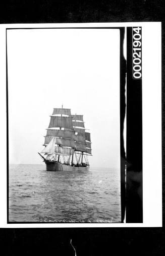 Three-masted full rigged ship WISCOMBE PARK at the Farewell buoy, Sydney