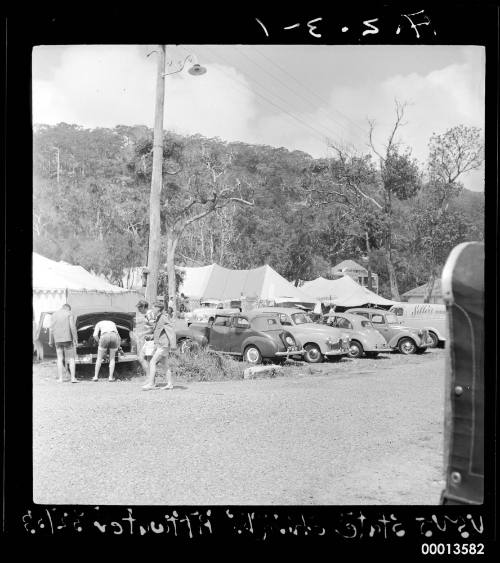 Portrait of cars parked near beach