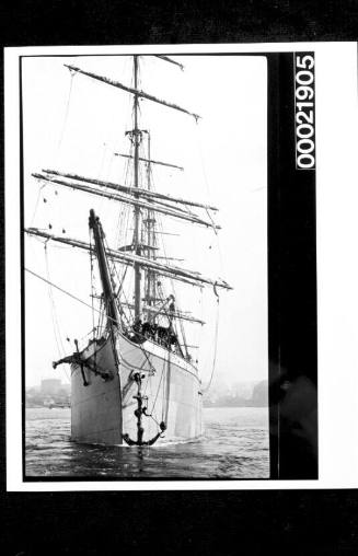 Three-masted full rigged ship WISCOMBE PARK at the Farewell buoy, Sydney