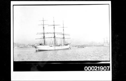 Three-masted full rigged ship WISCOMBE PARK at the Farewell buoy, Sydney