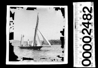 Starboard and bow view of yawl on Sydney Harbour, New South Wales