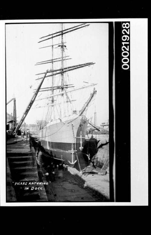 Dismasted French barque PIERRE ANTONINE in Naval dockyard