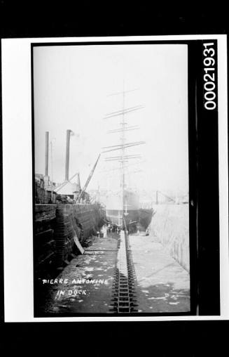 Dismasted French barque PIERRE ANTONINE in Naval dockyard