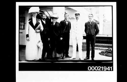 Group portrait possibly on board a White Star Line vessel