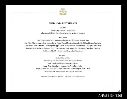 Britannia Restaurant Menu