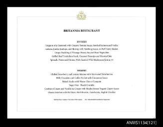 Britannia Restaurant menu