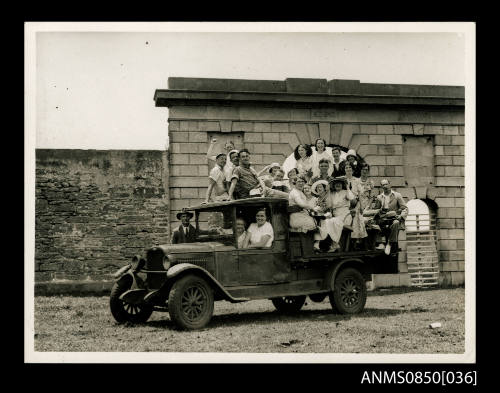 Passengers from SS KATOOMBA touring the convict ruins of Norfolk Island