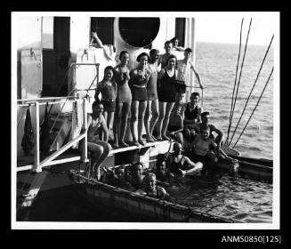 People bathing in on board swimming pool SS KATOOMBA